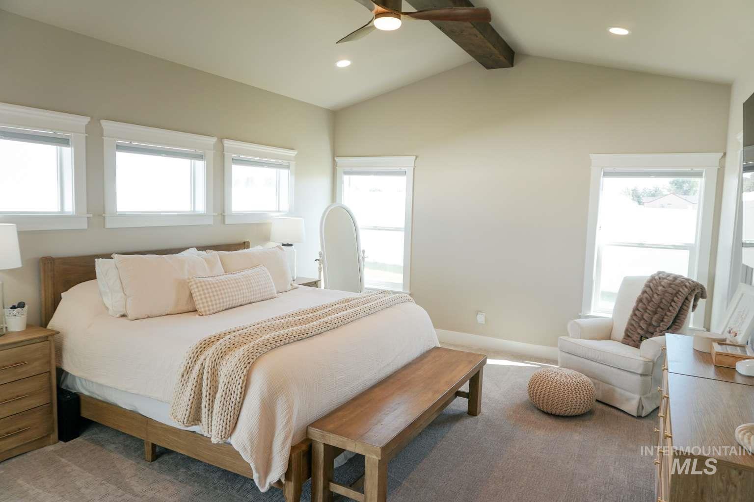 Bedroom featuring recessed lighting and ceiling fan