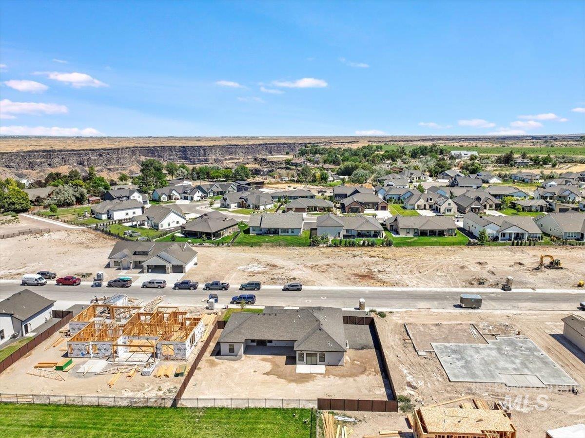 Aerial perspective of suburban area