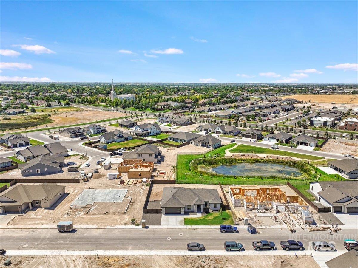 Aerial perspective of suburban area