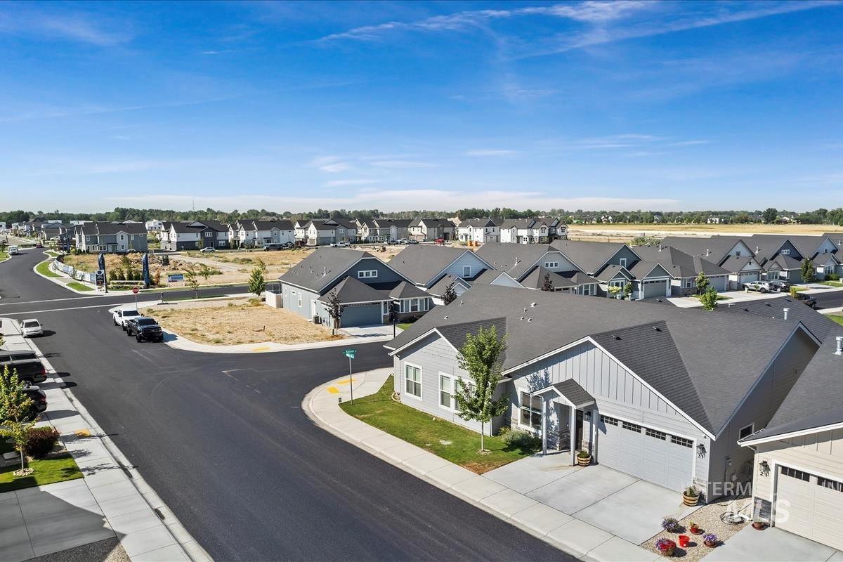 Aerial perspective of suburban area