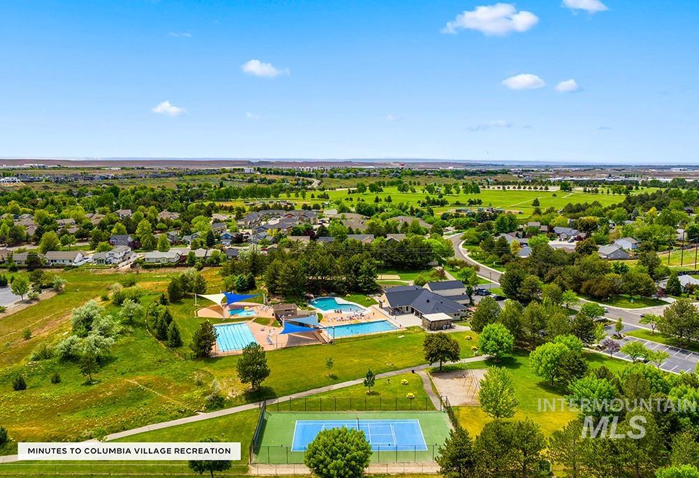 Drone / aerial view of a pool