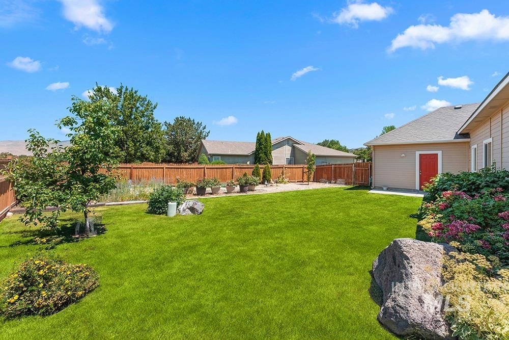 View of fenced backyard