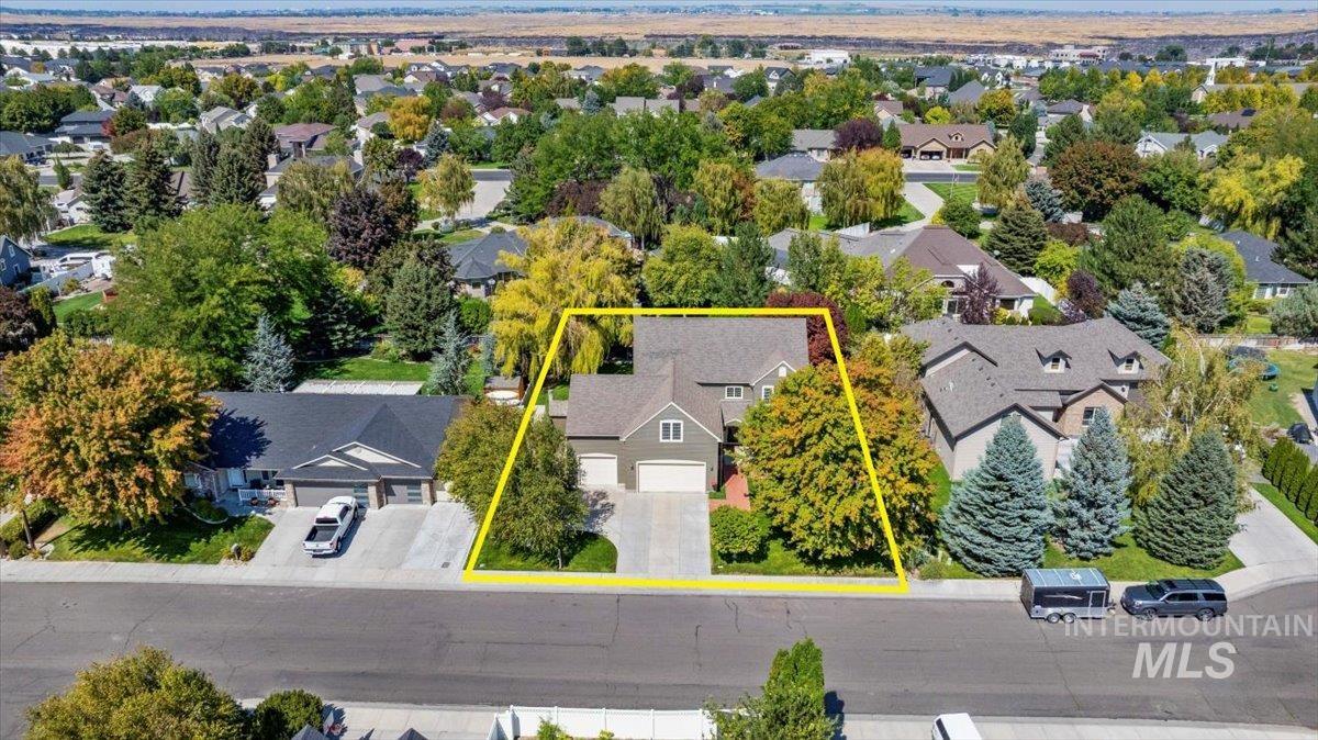 Aerial perspective of suburban area
