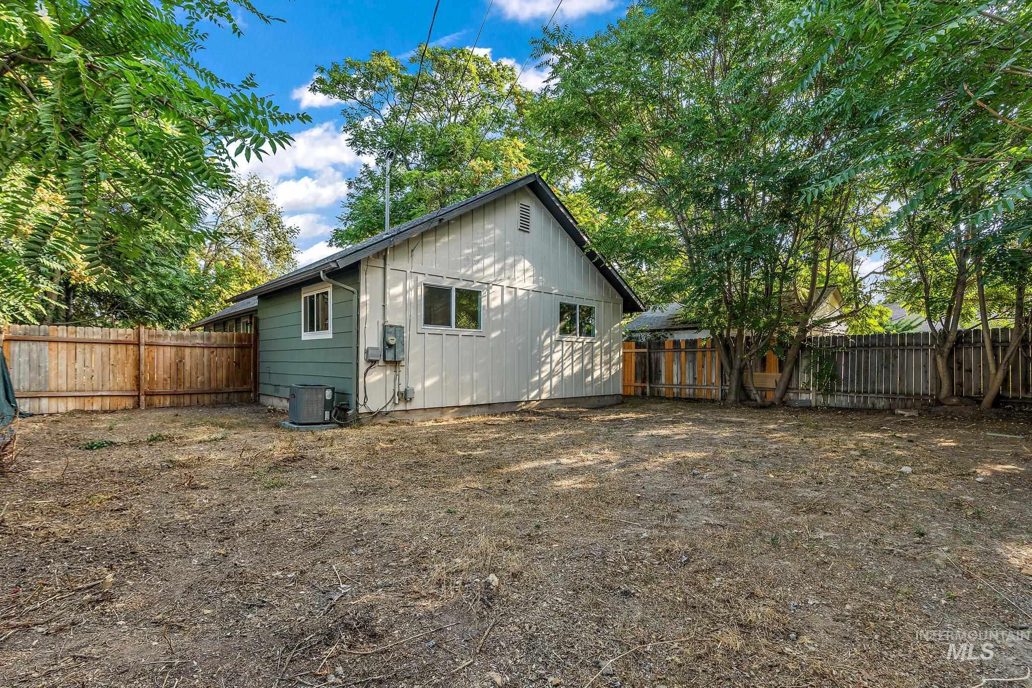Back of property with a fenced backyard