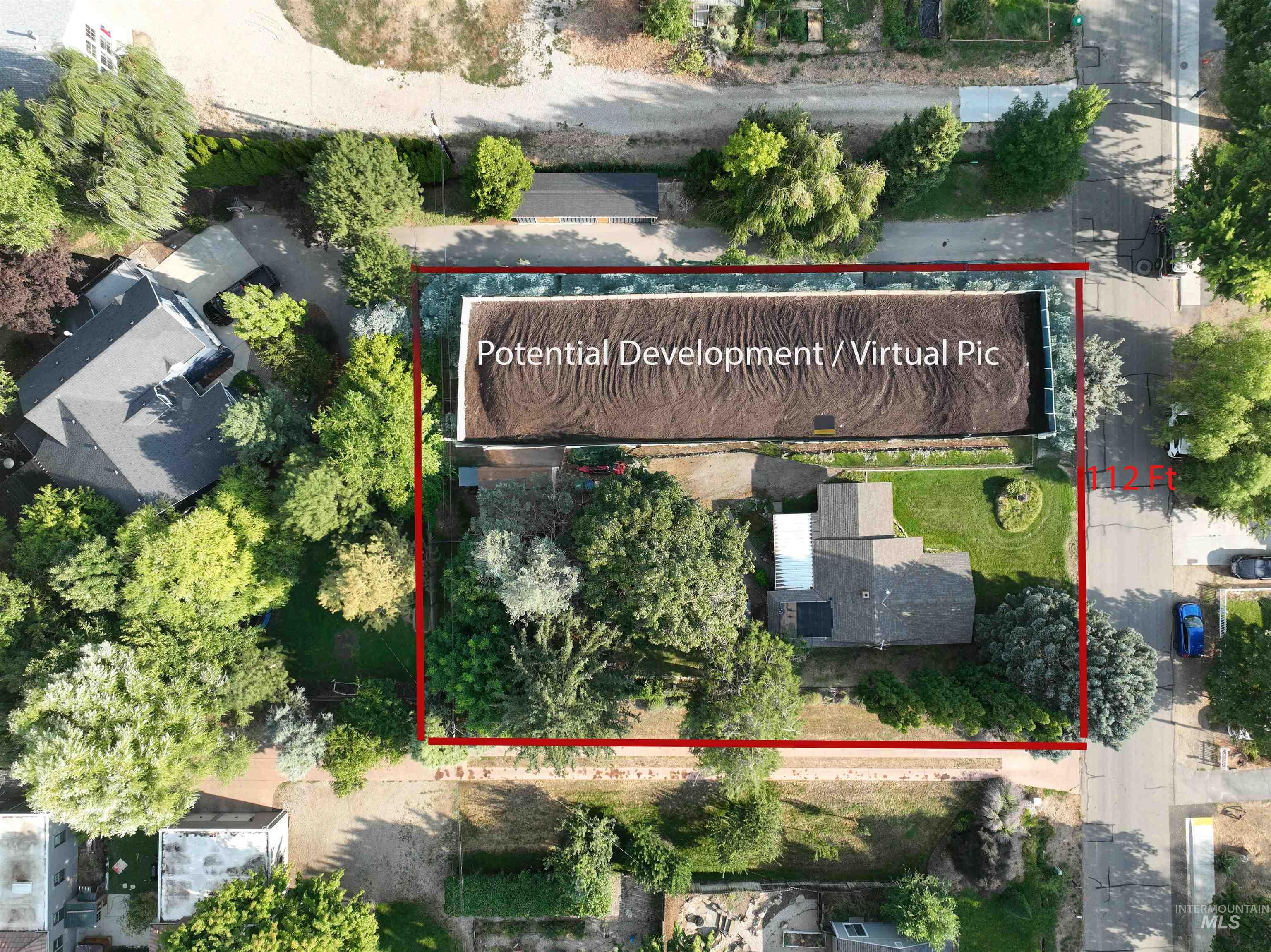 Aerial view of property's location featuring property parcel outlined