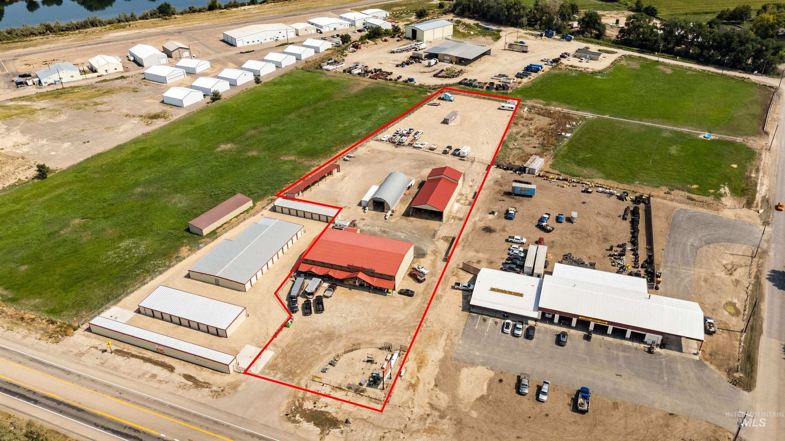 Aerial overview of property's location with property boundaries highlighted