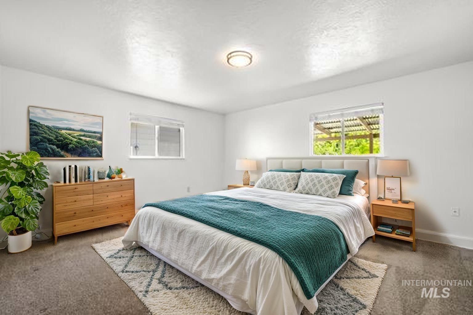 Bedroom with carpet floors