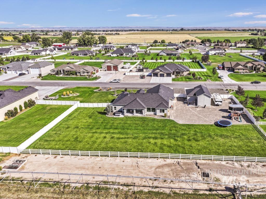 Aerial perspective of suburban area
