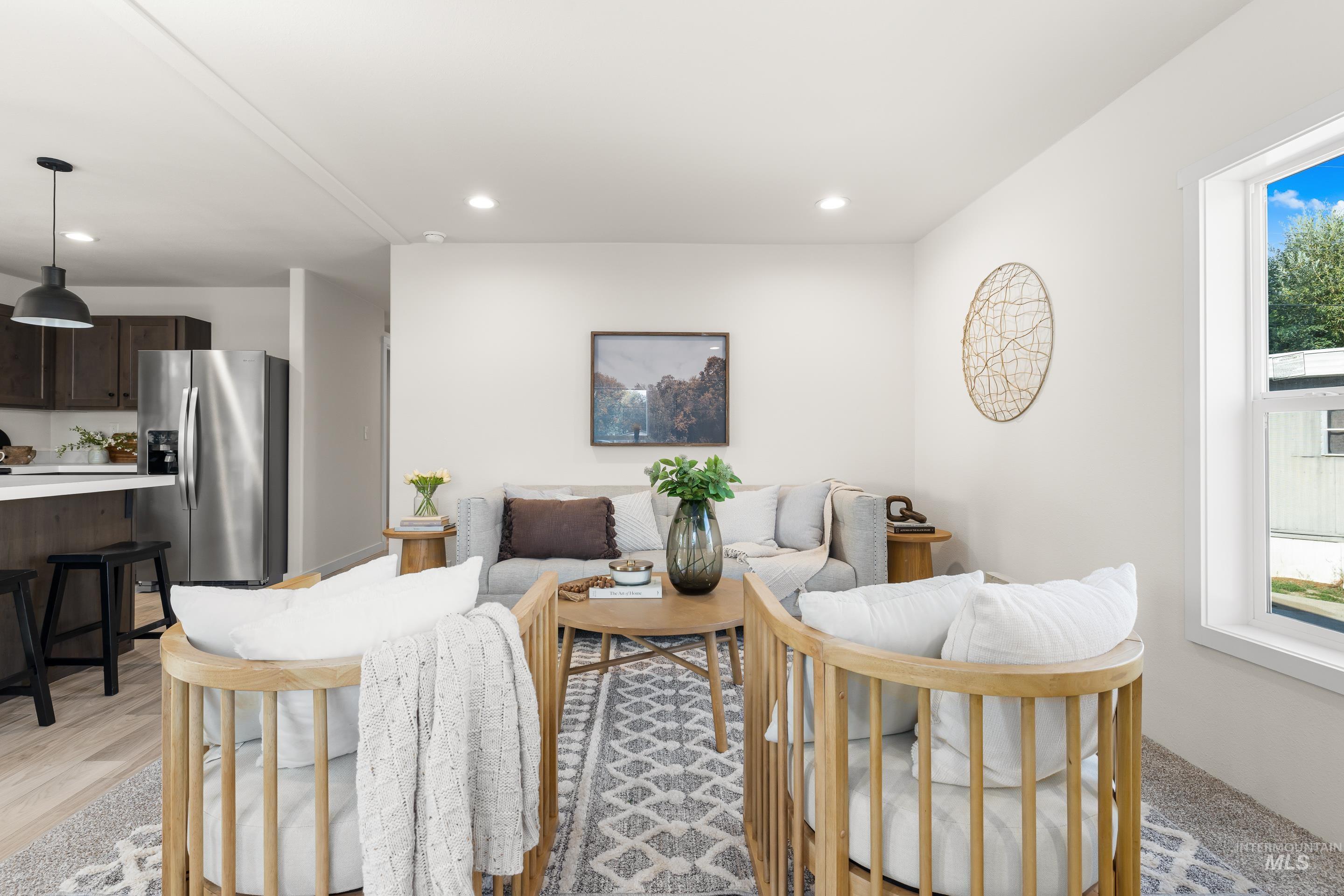 Living area with recessed lighting