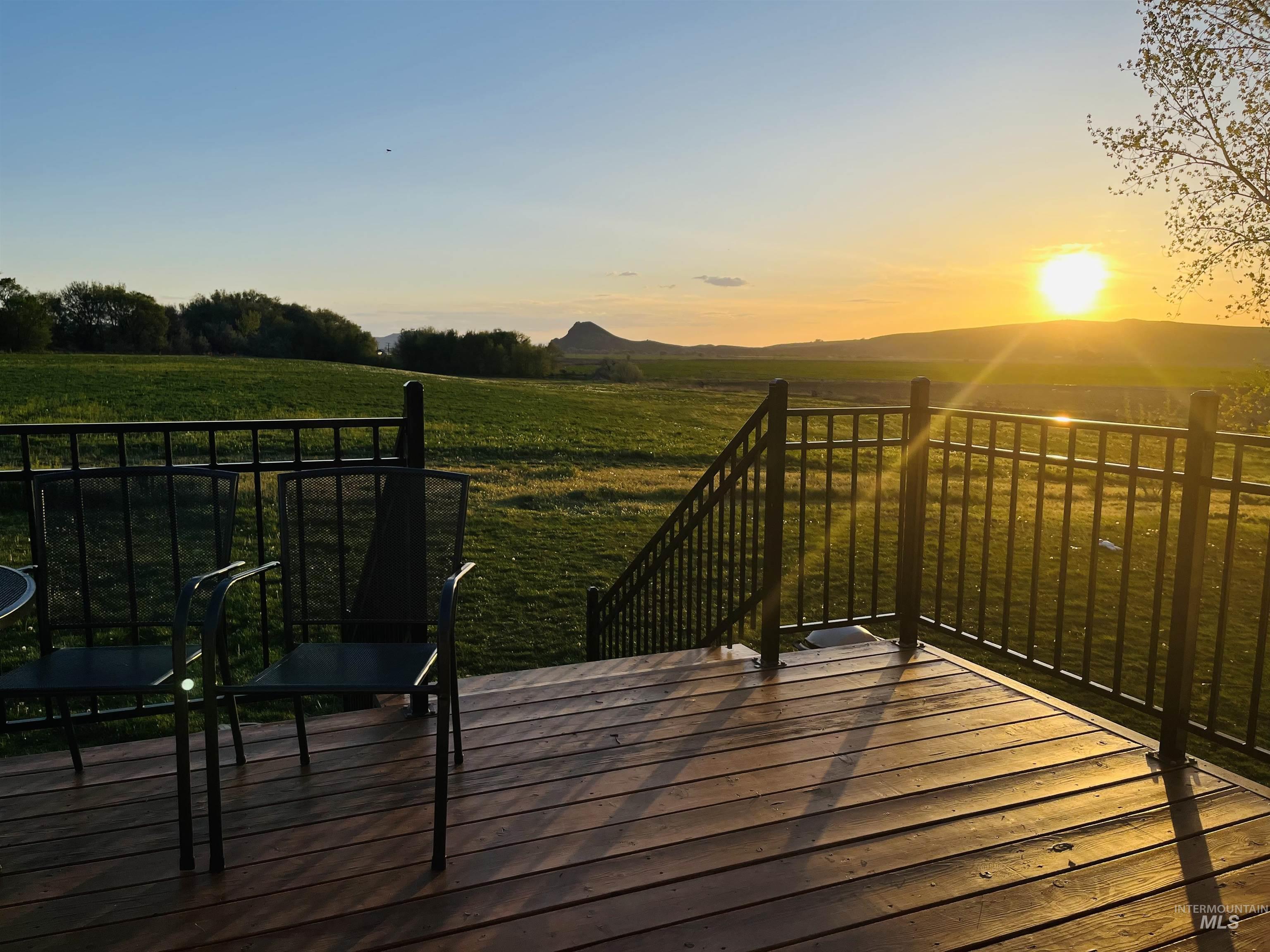 View of deck at dusk