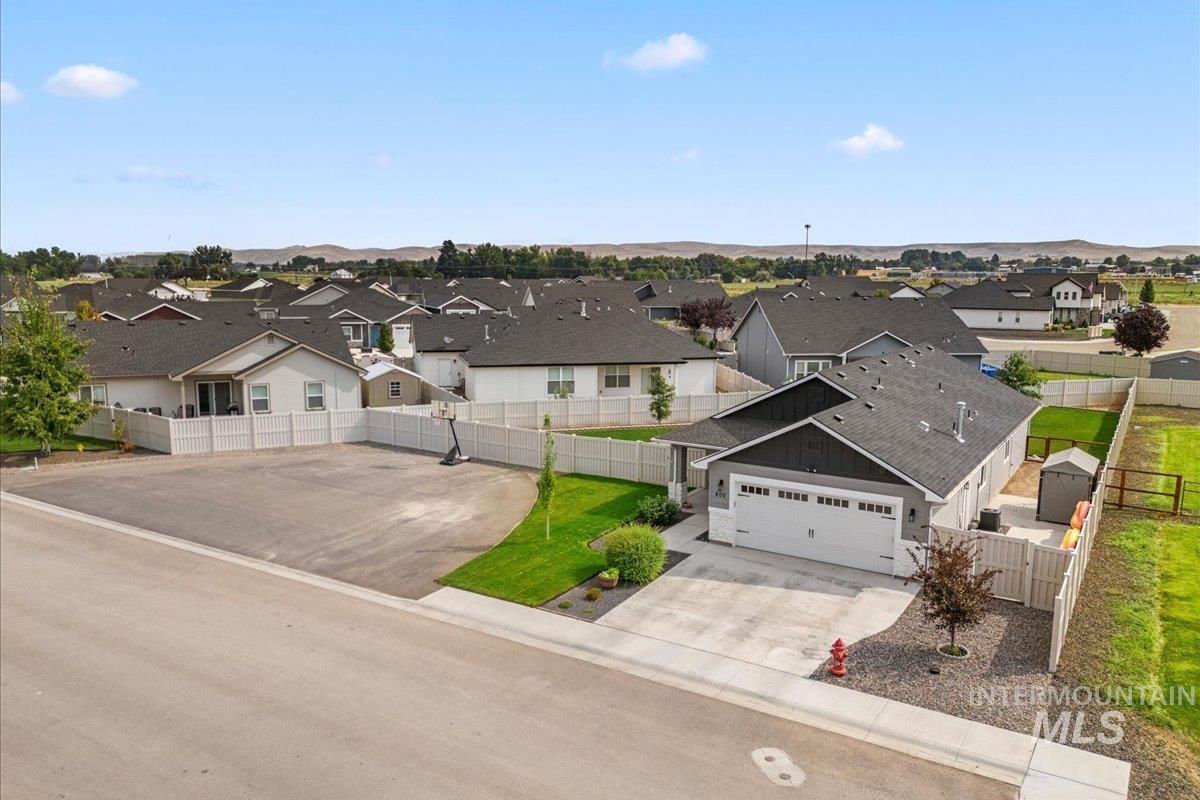 Aerial perspective of suburban area