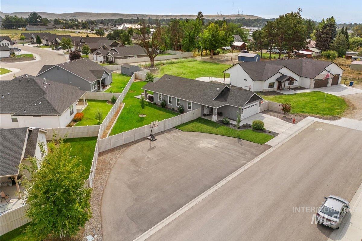Aerial perspective of suburban area