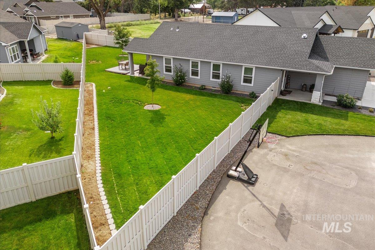 Aerial view of residential area