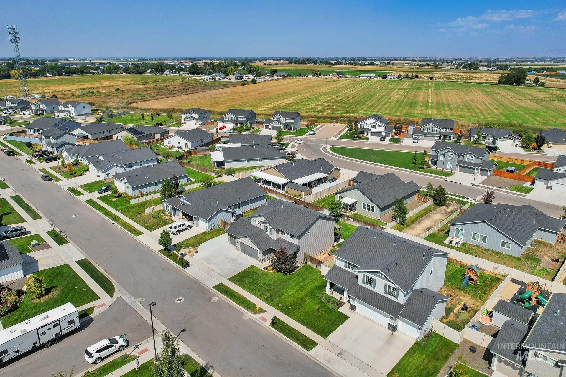 Aerial view of residential area