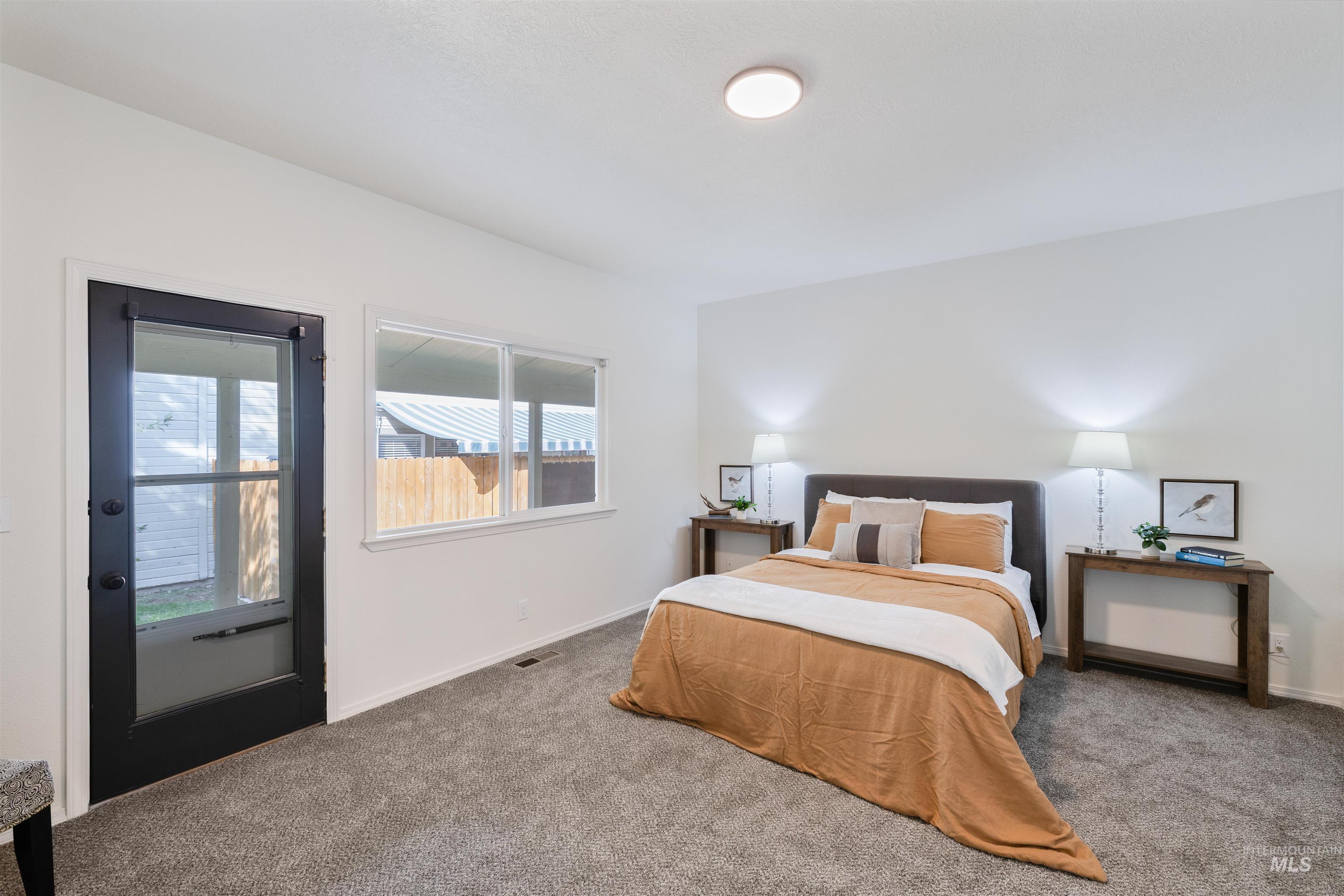 Bedroom with carpet floors