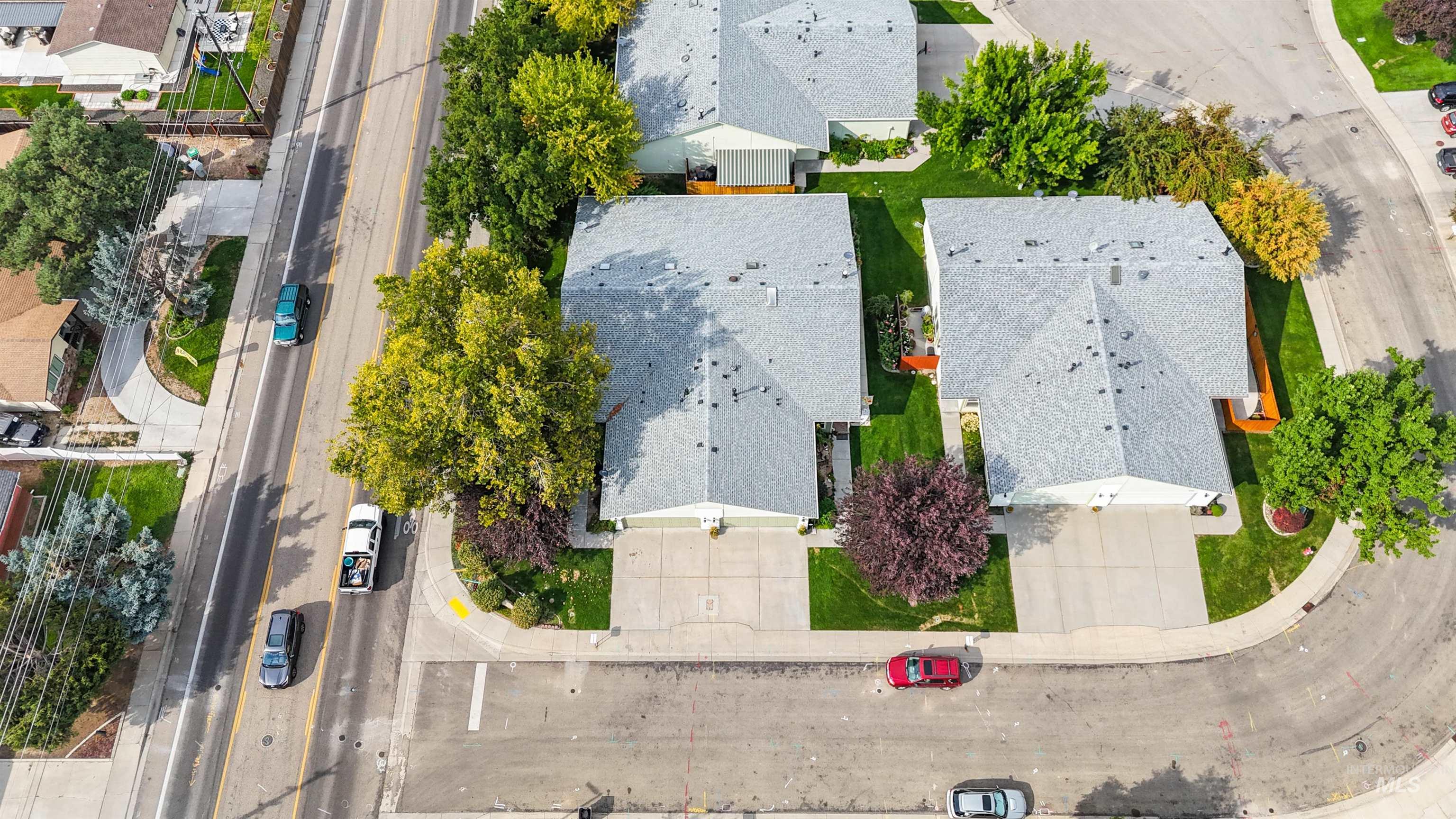 Aerial view of residential area