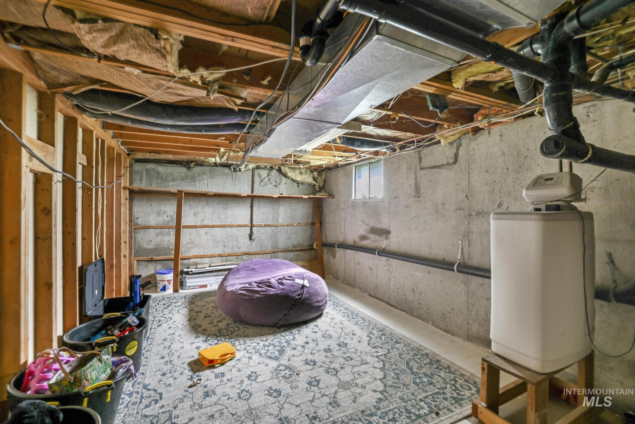 Basement with a water softener system