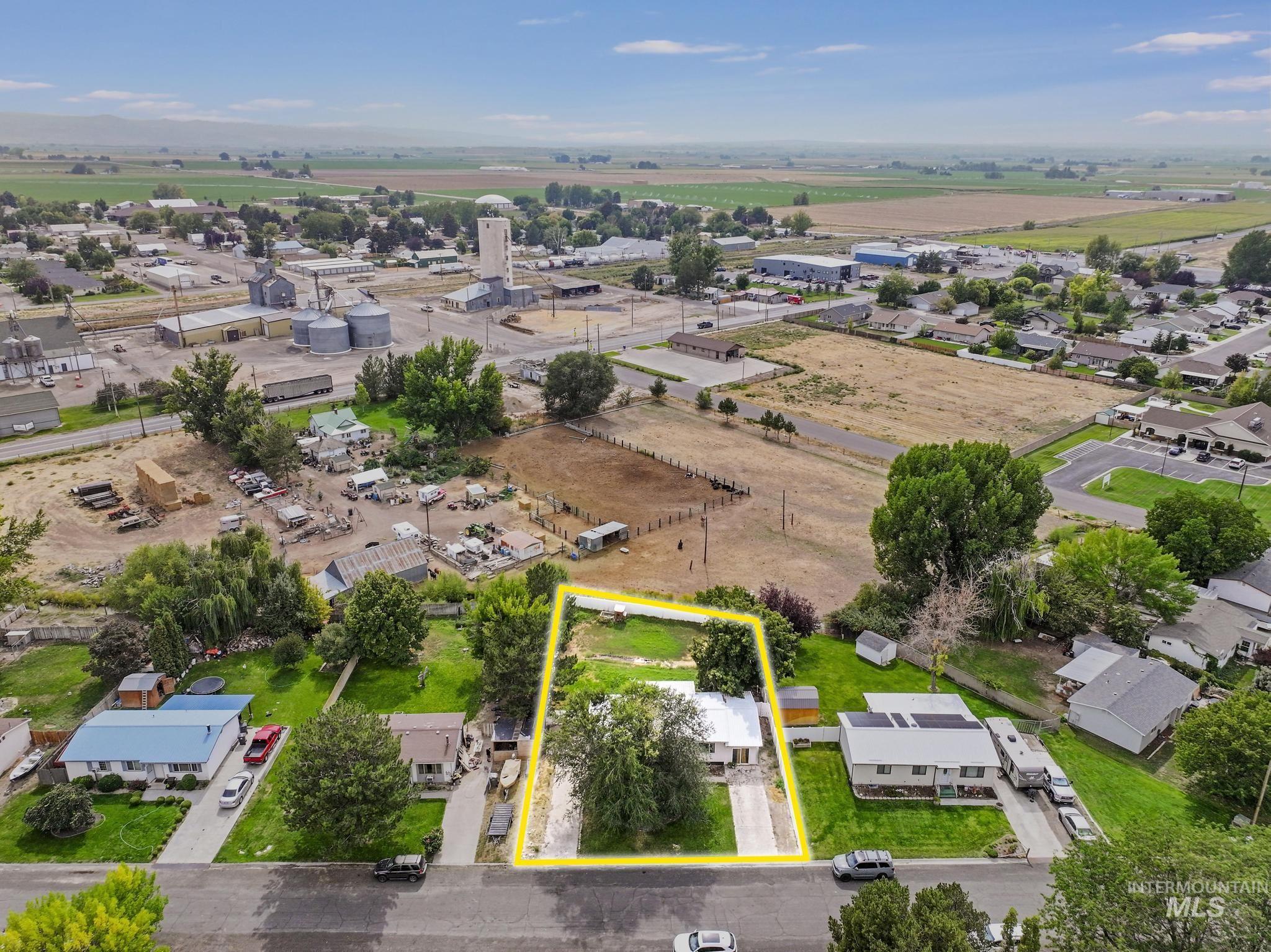 Aerial overview of property's location with property boundaries highlighted