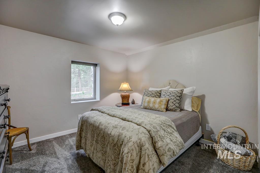 Bedroom with carpet flooring
