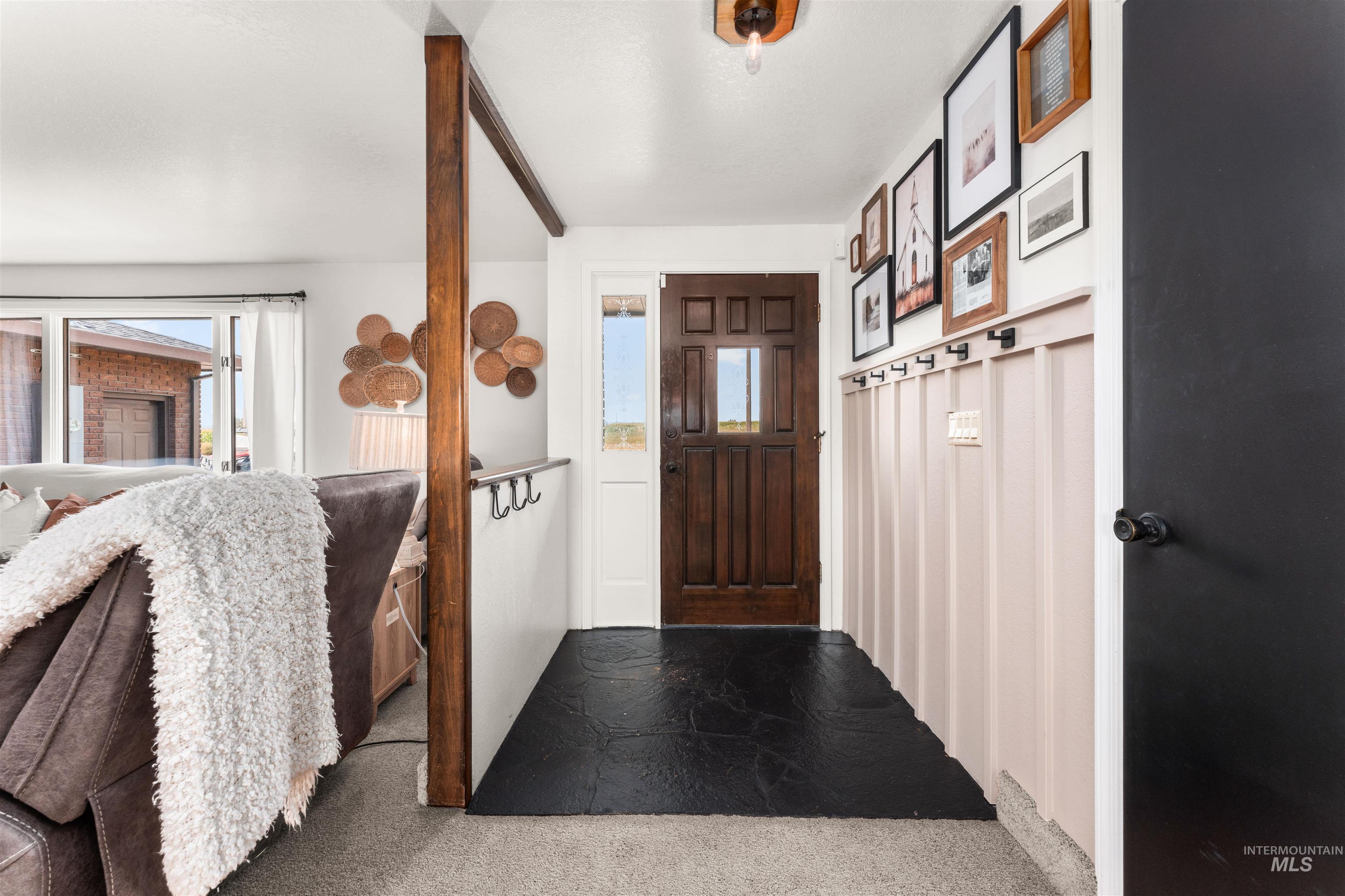 Entryway with carpet floors