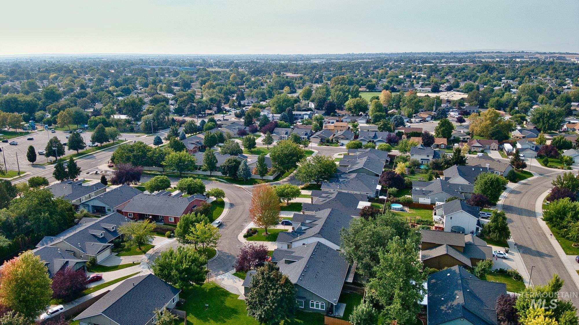 Aerial perspective of suburban area
