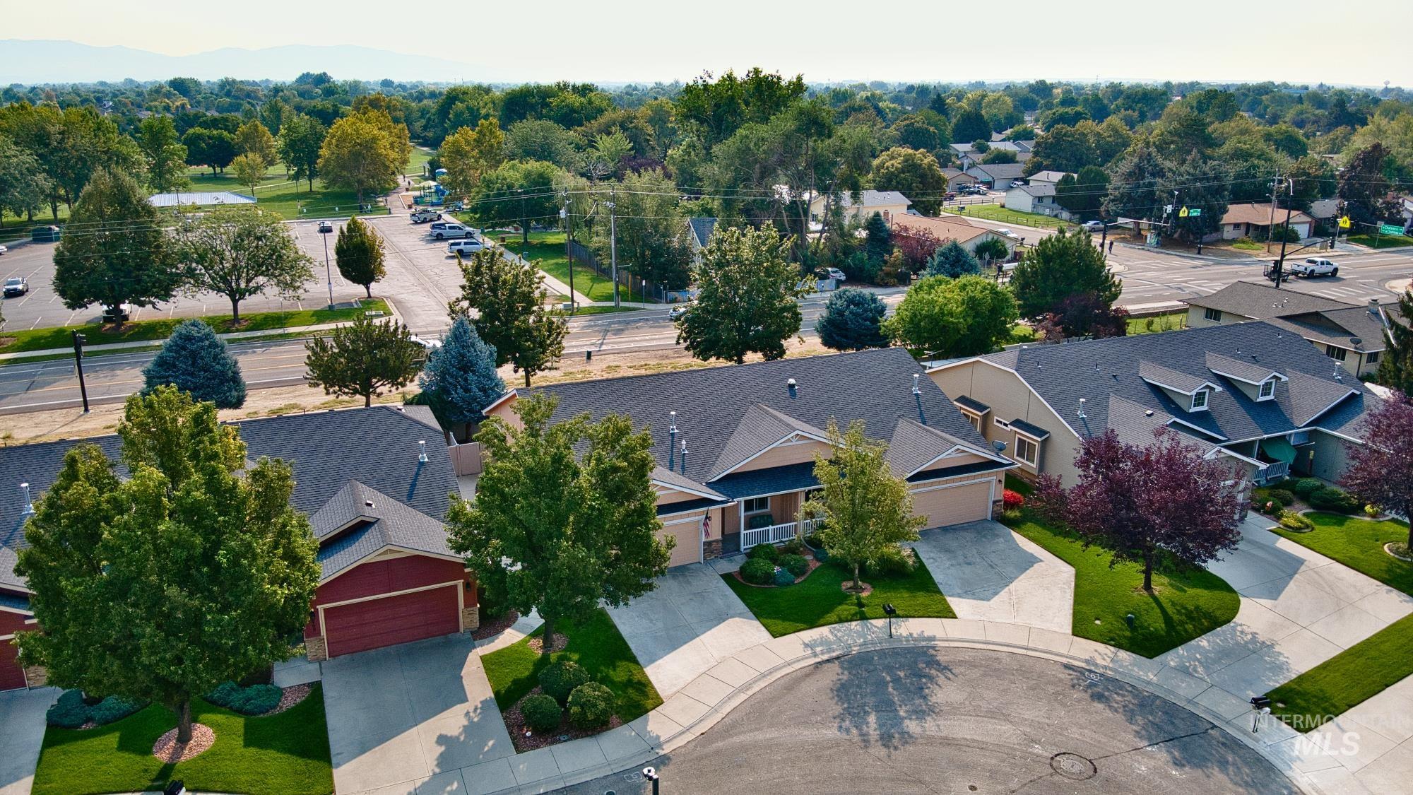 Aerial perspective of suburban area