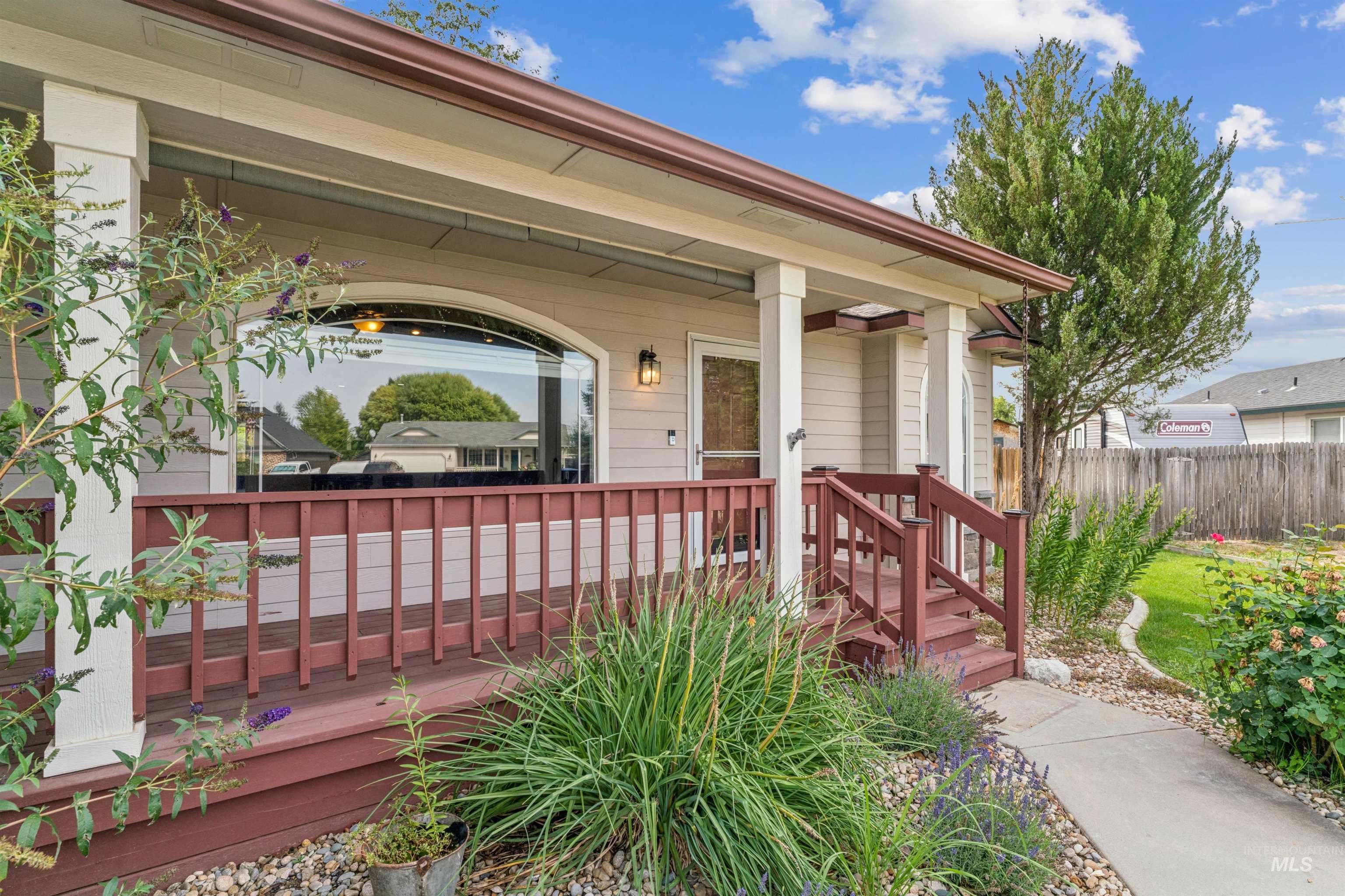 Property entrance with a deck