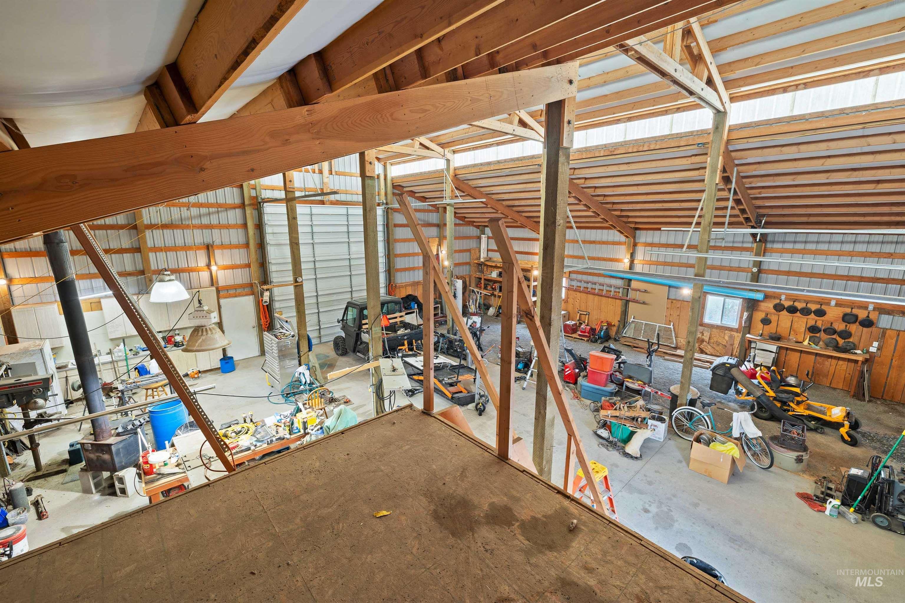 Garage with metal wall