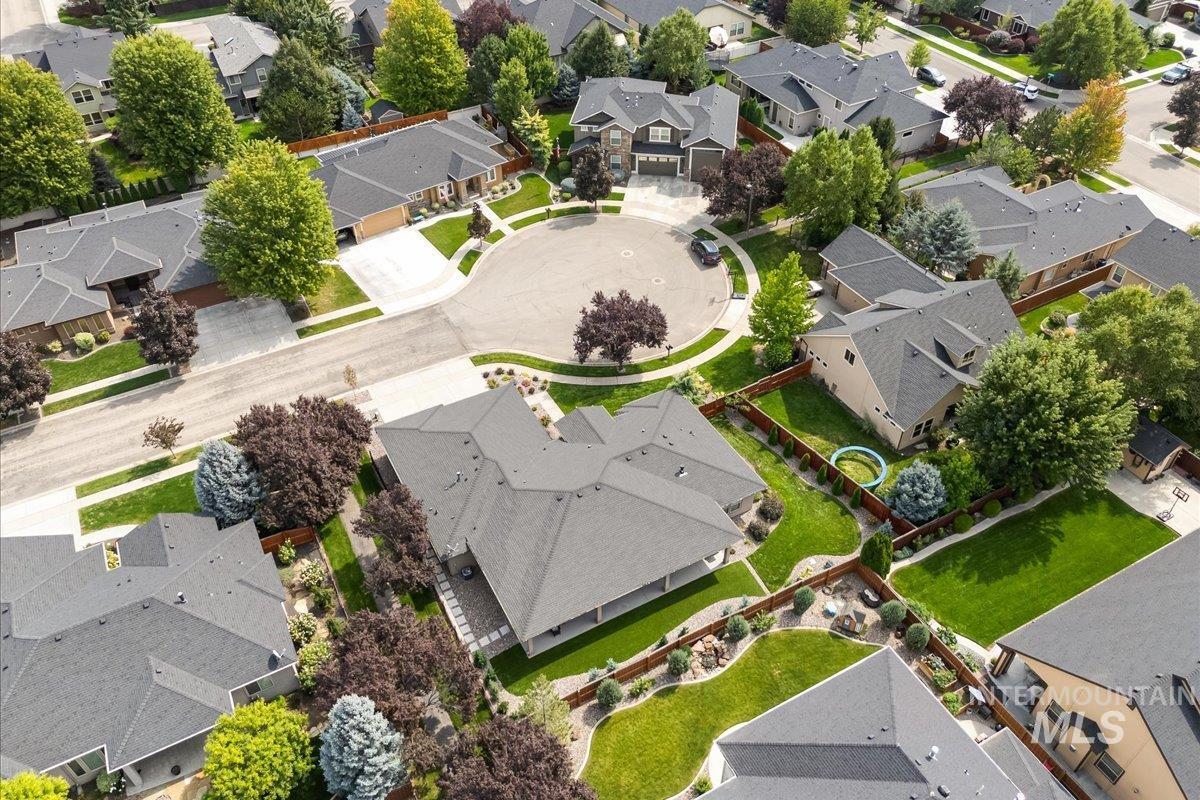 Aerial perspective of suburban area