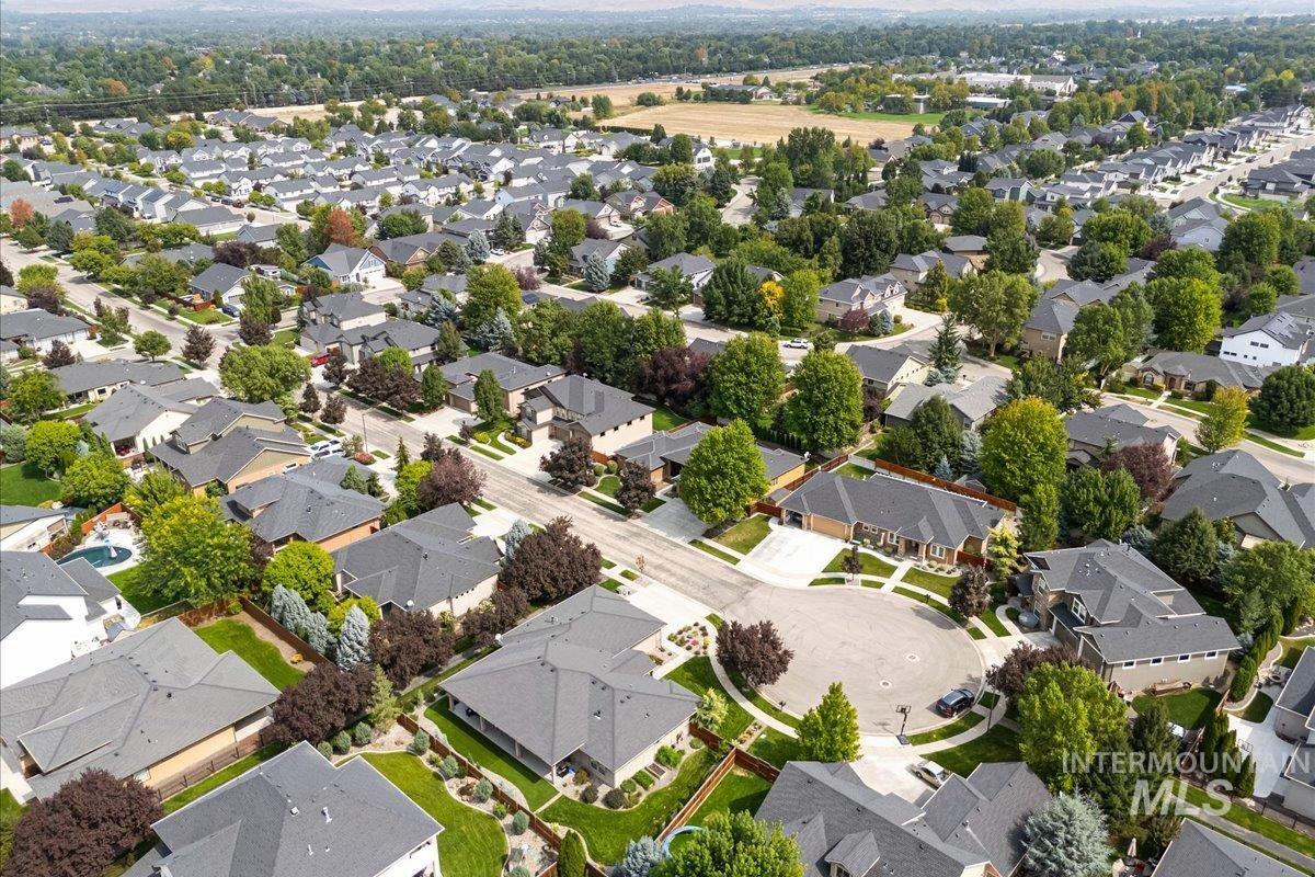Aerial perspective of suburban area