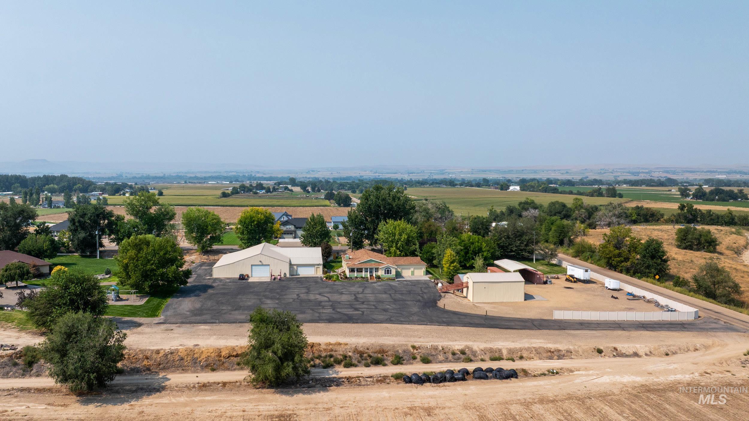 Aerial view of sparsely populated area