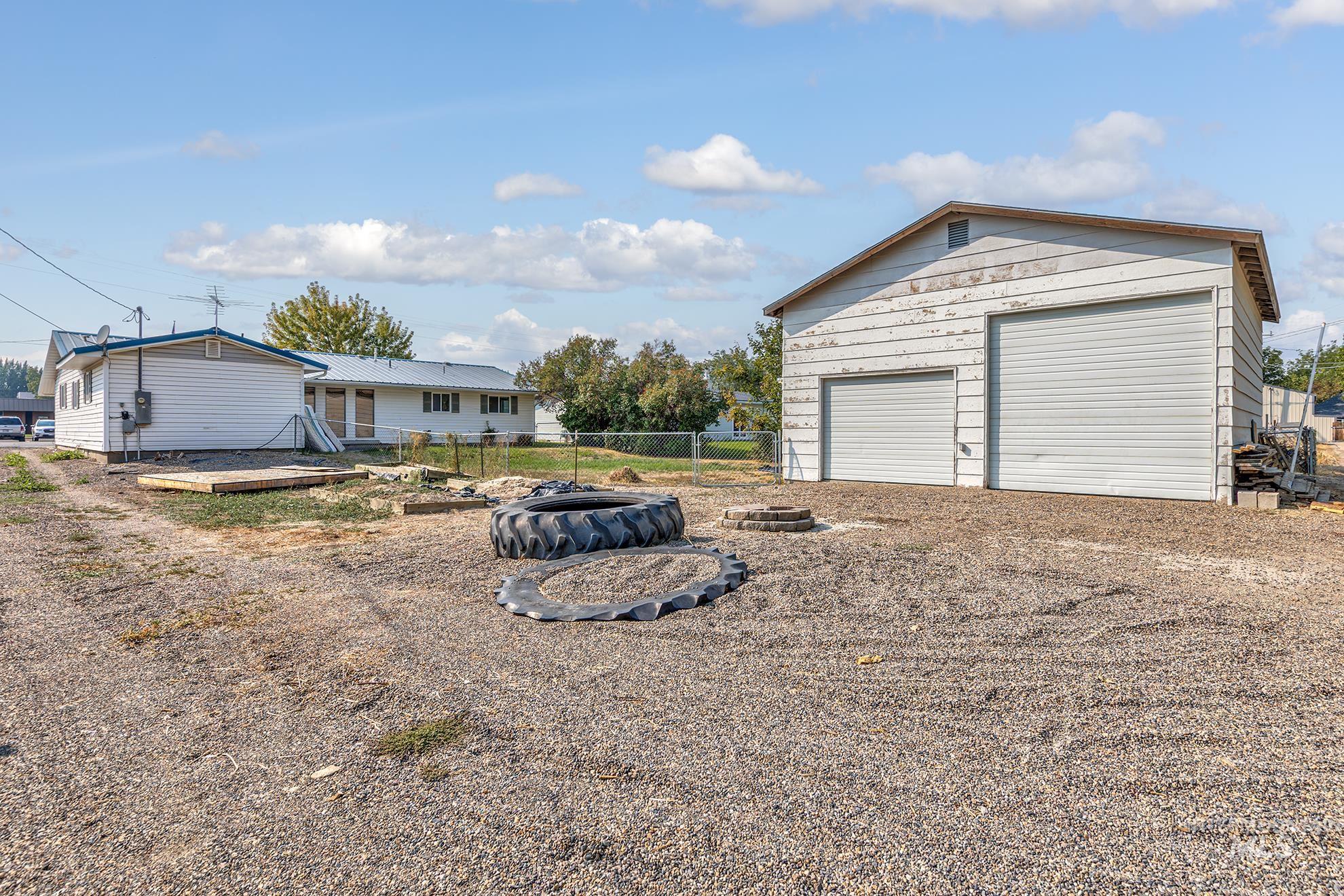 View of detached garage
