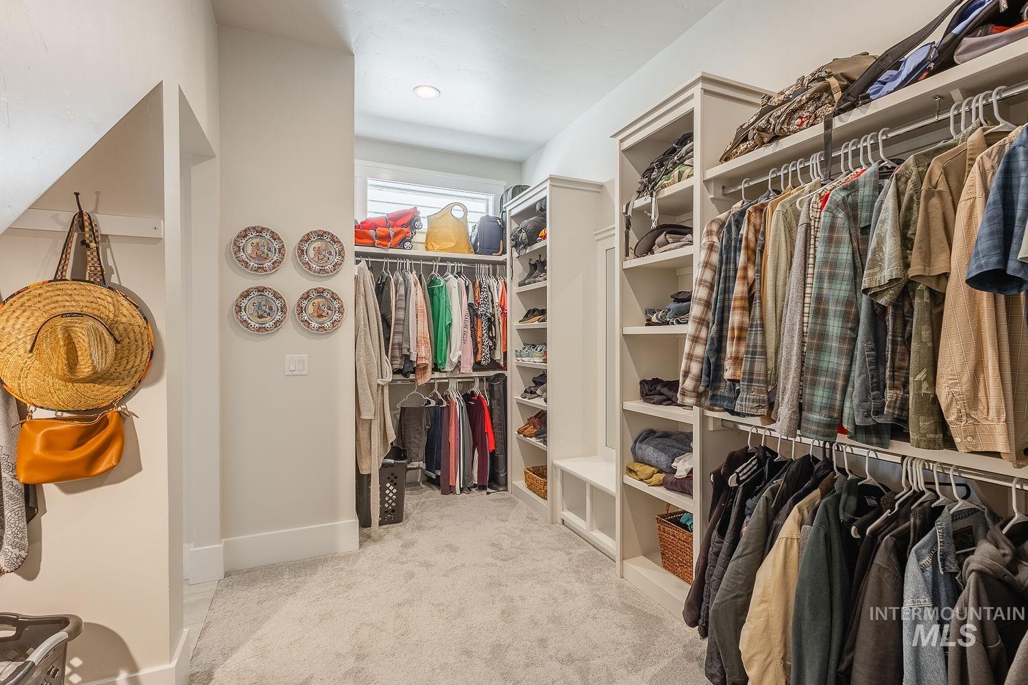 Spacious closet featuring carpet floors