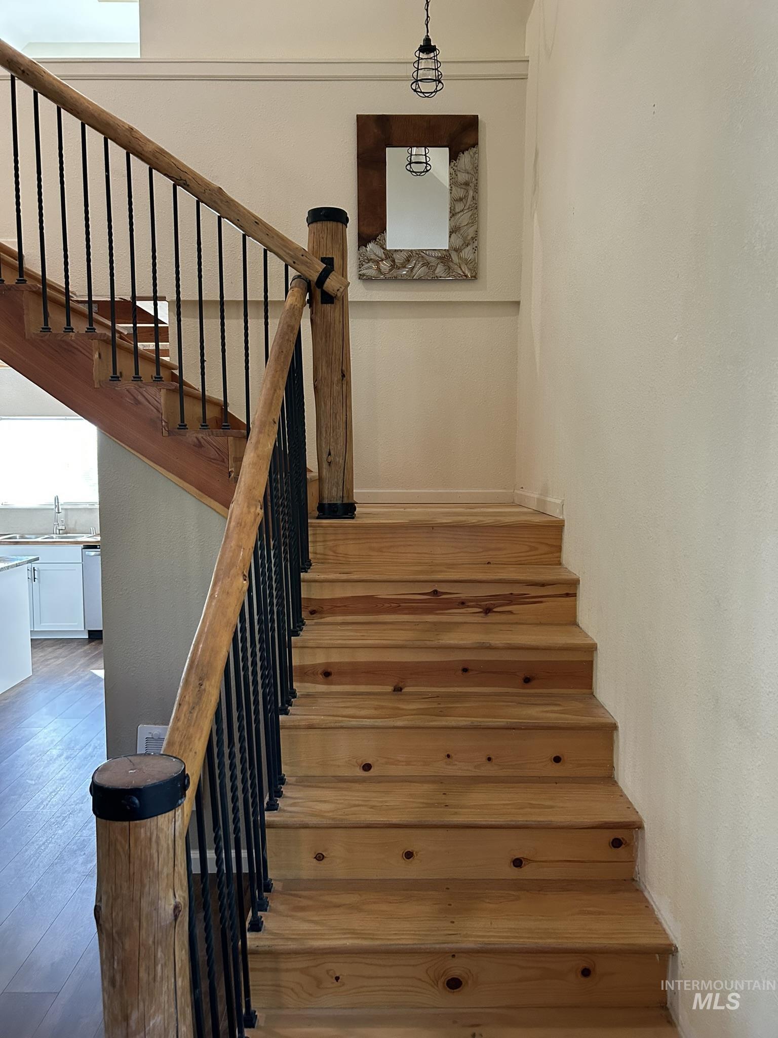 Stairs with wood finished floors