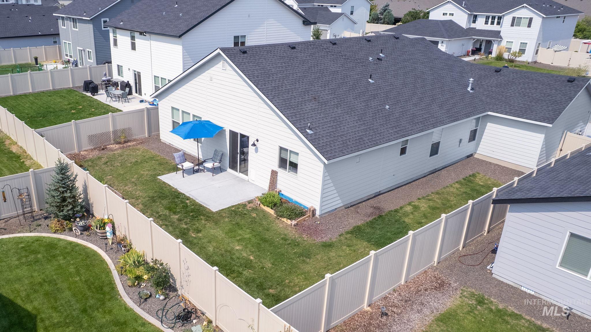 Aerial perspective of suburban area