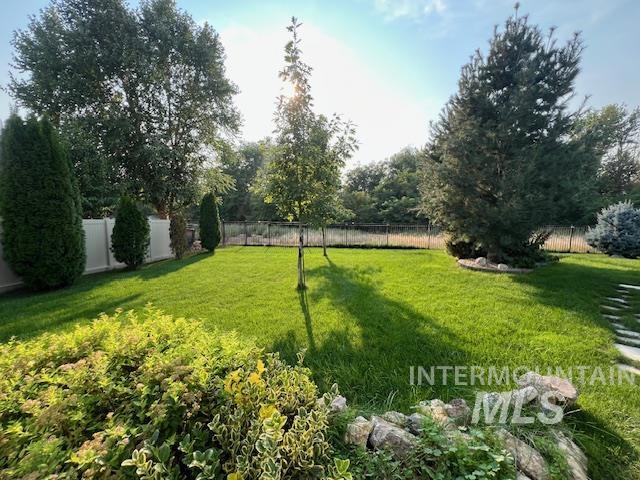 View of fenced backyard