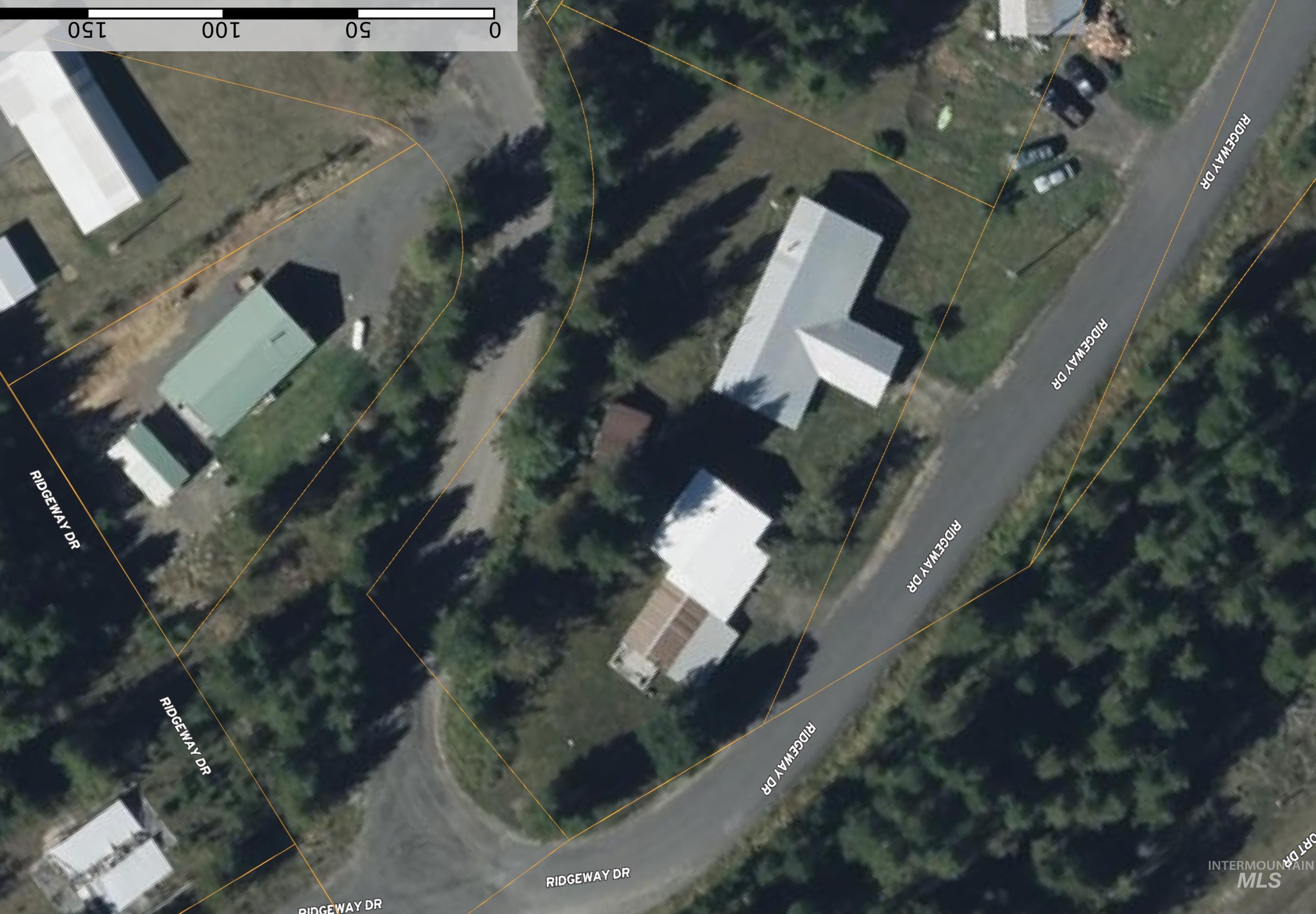 Aerial view of property's location with property boundaries highlighted
