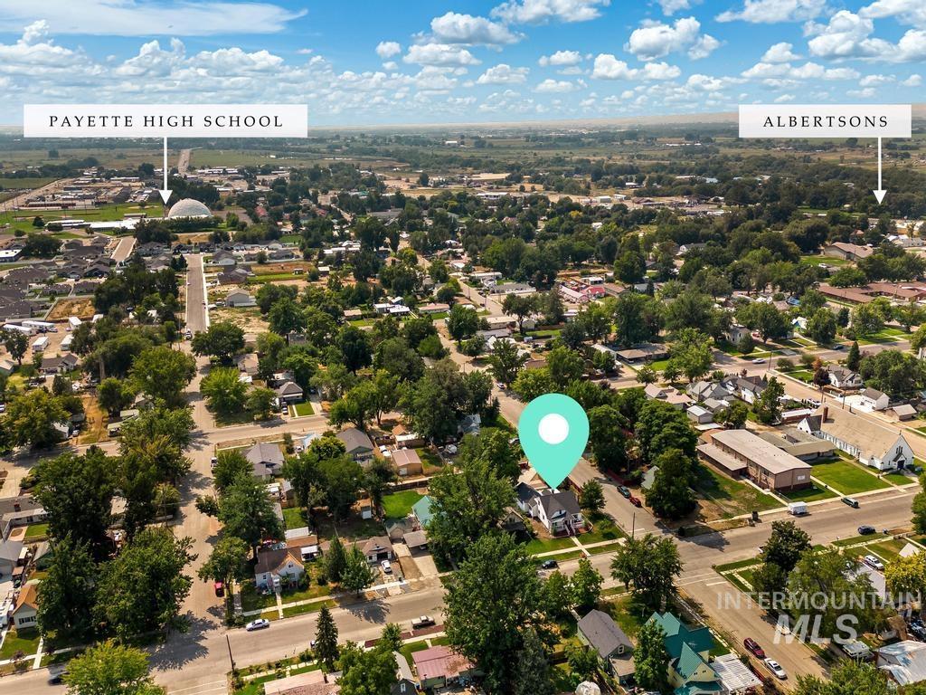 Aerial perspective of suburban area