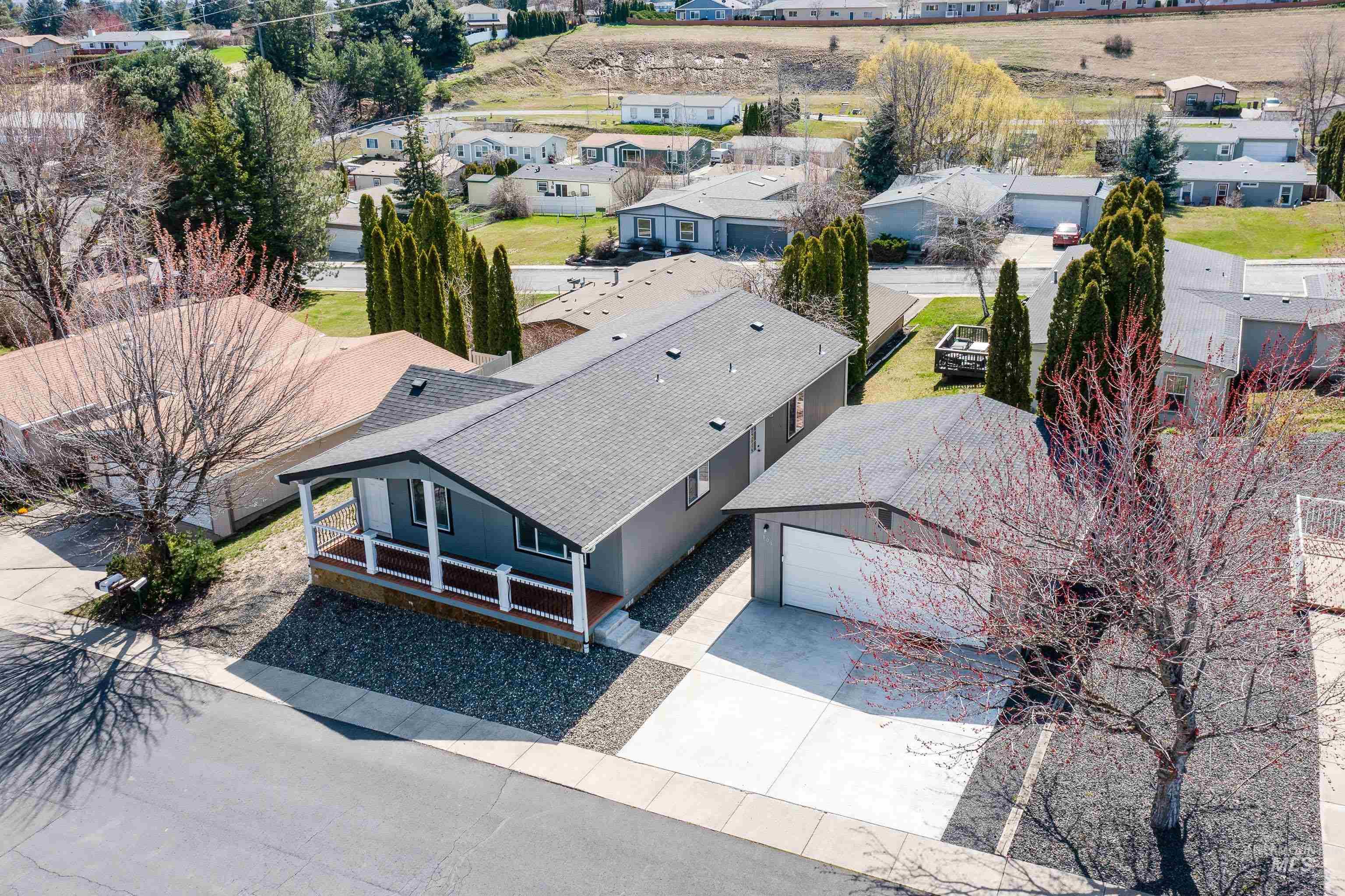 Aerial perspective of suburban area