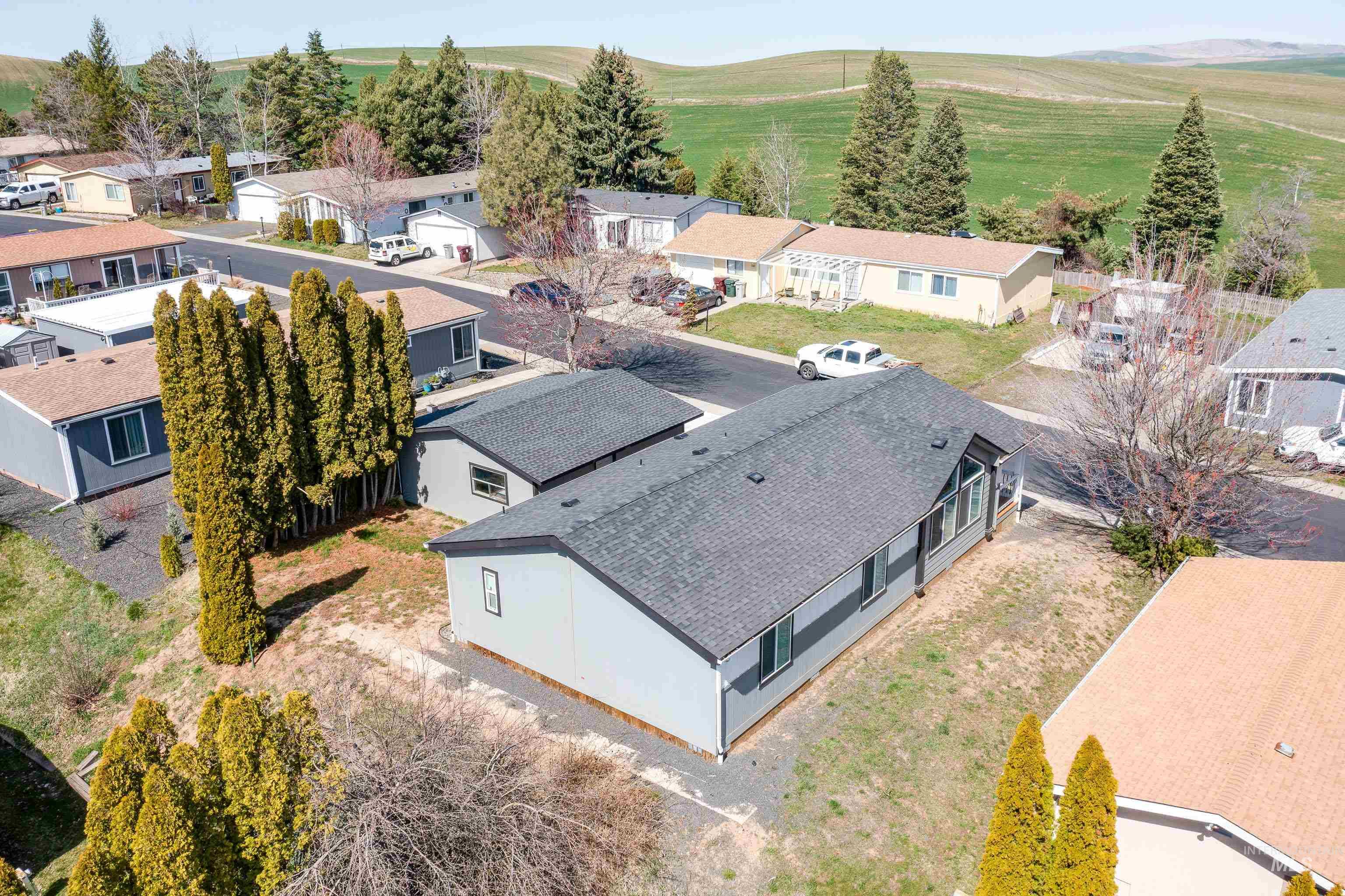 Aerial perspective of suburban area