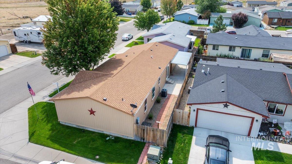 Aerial view of residential area