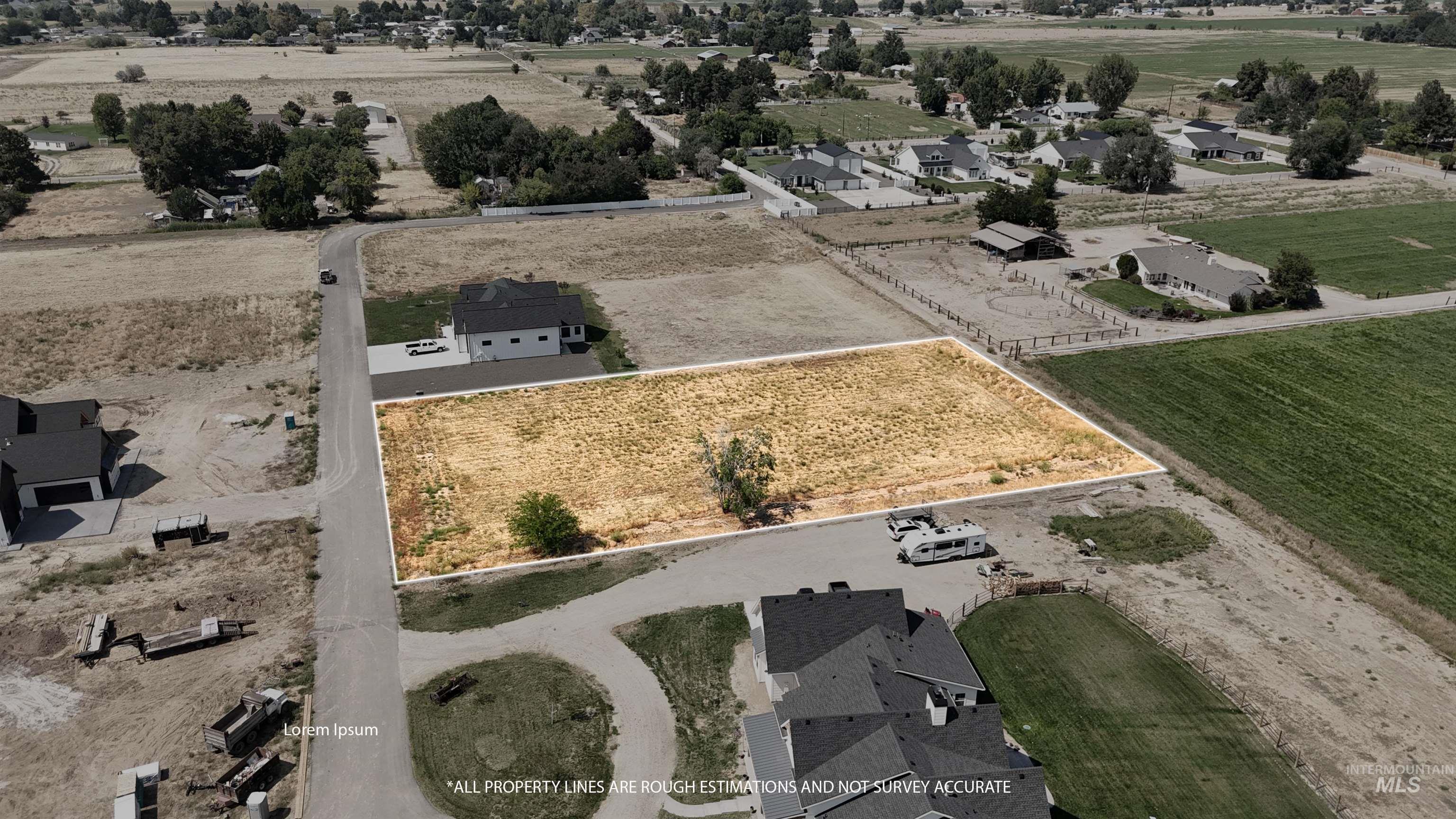Aerial overview of property's location with rural landscape