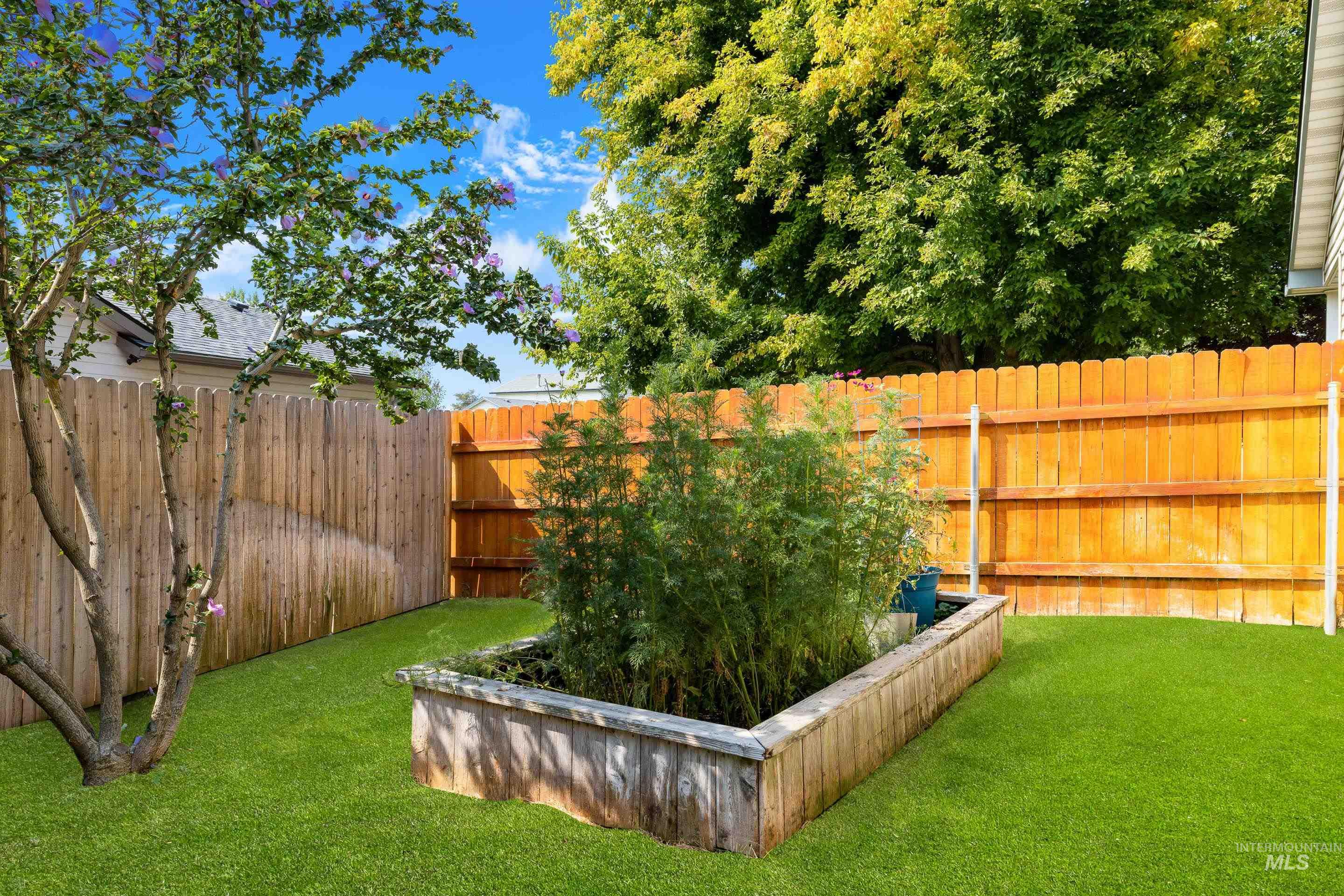 View of fenced backyard