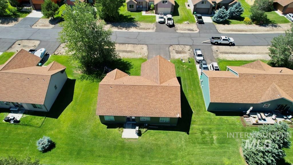 Aerial perspective of suburban area