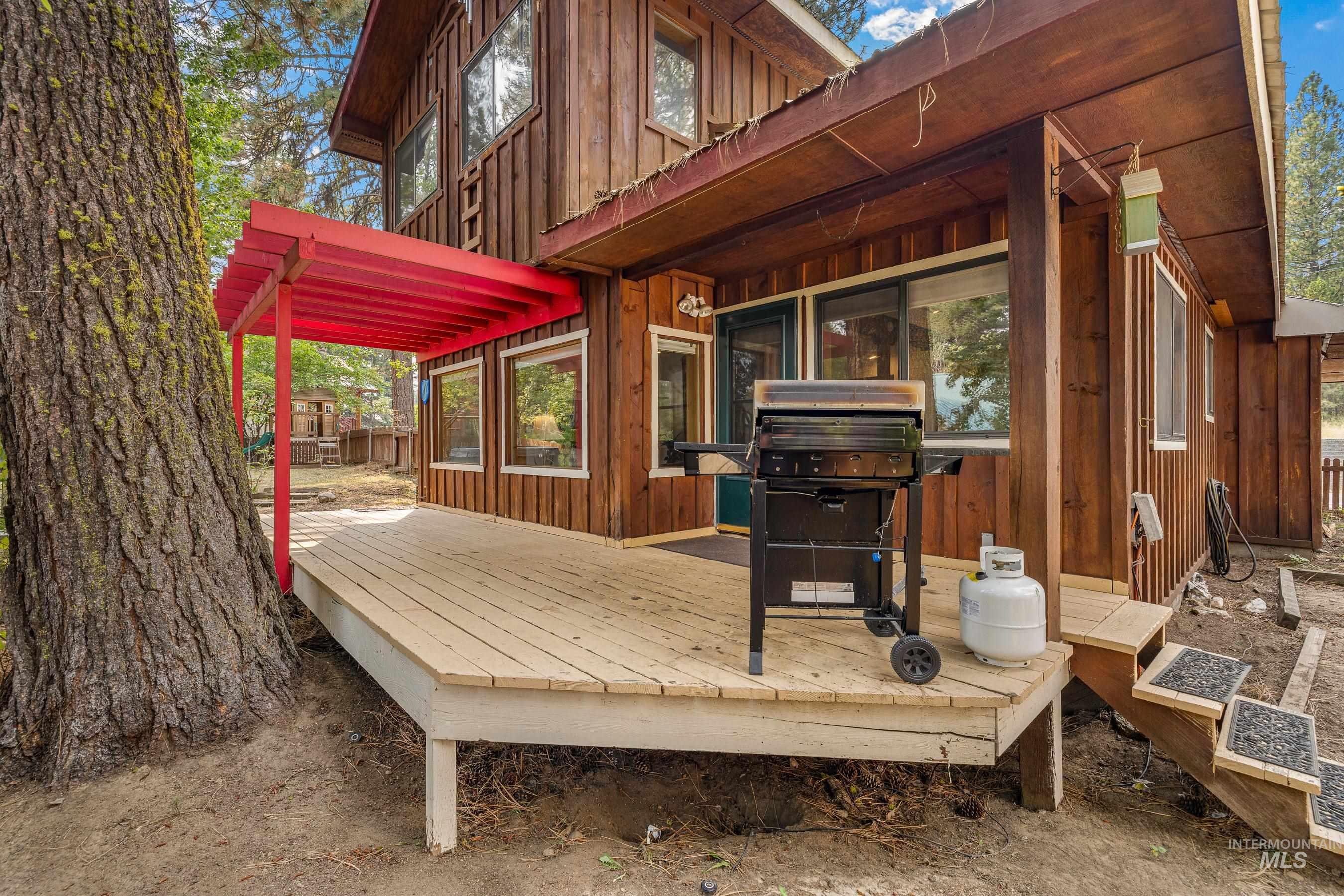 Wooden deck with area for grilling