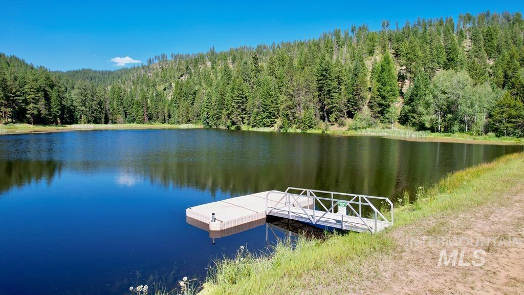 Common area Dock area with a water view and a forest view