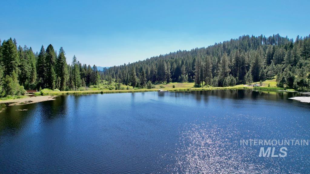 Water view featuring a heavily wooded area
