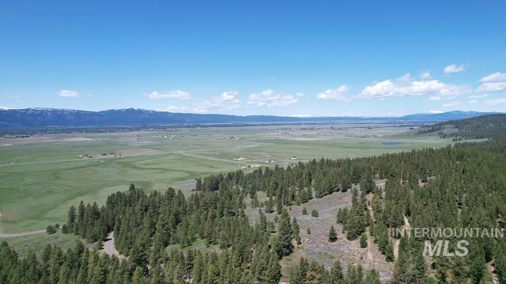 Aerial view of a mountain backdrop