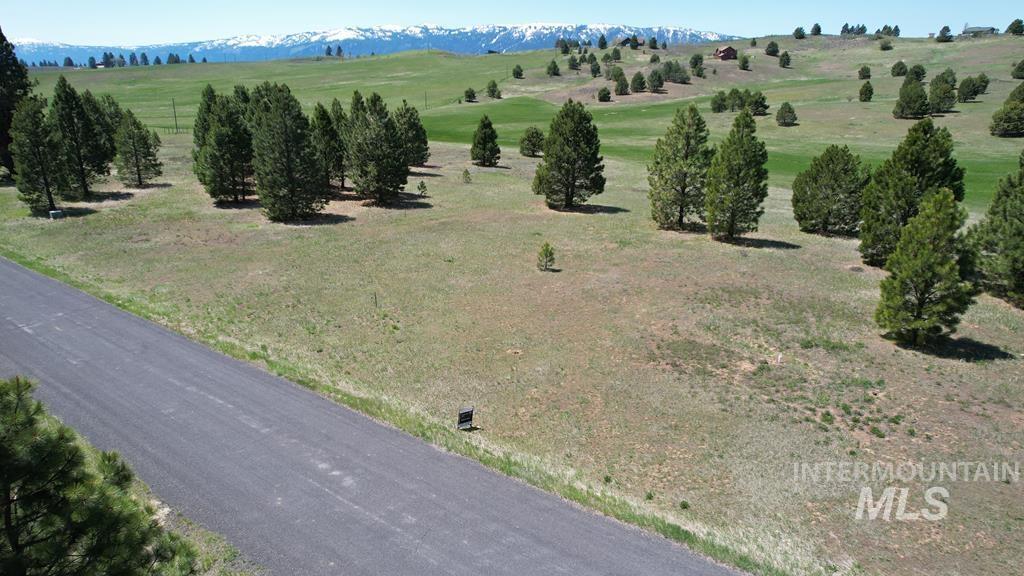 Aerial view of sparsely populated area with mountains