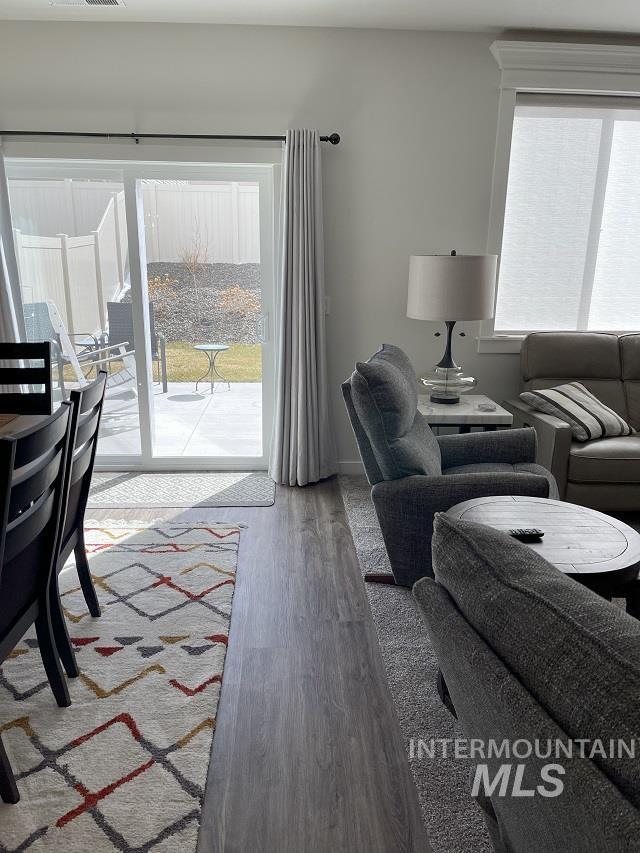 Living room with wood finished floors